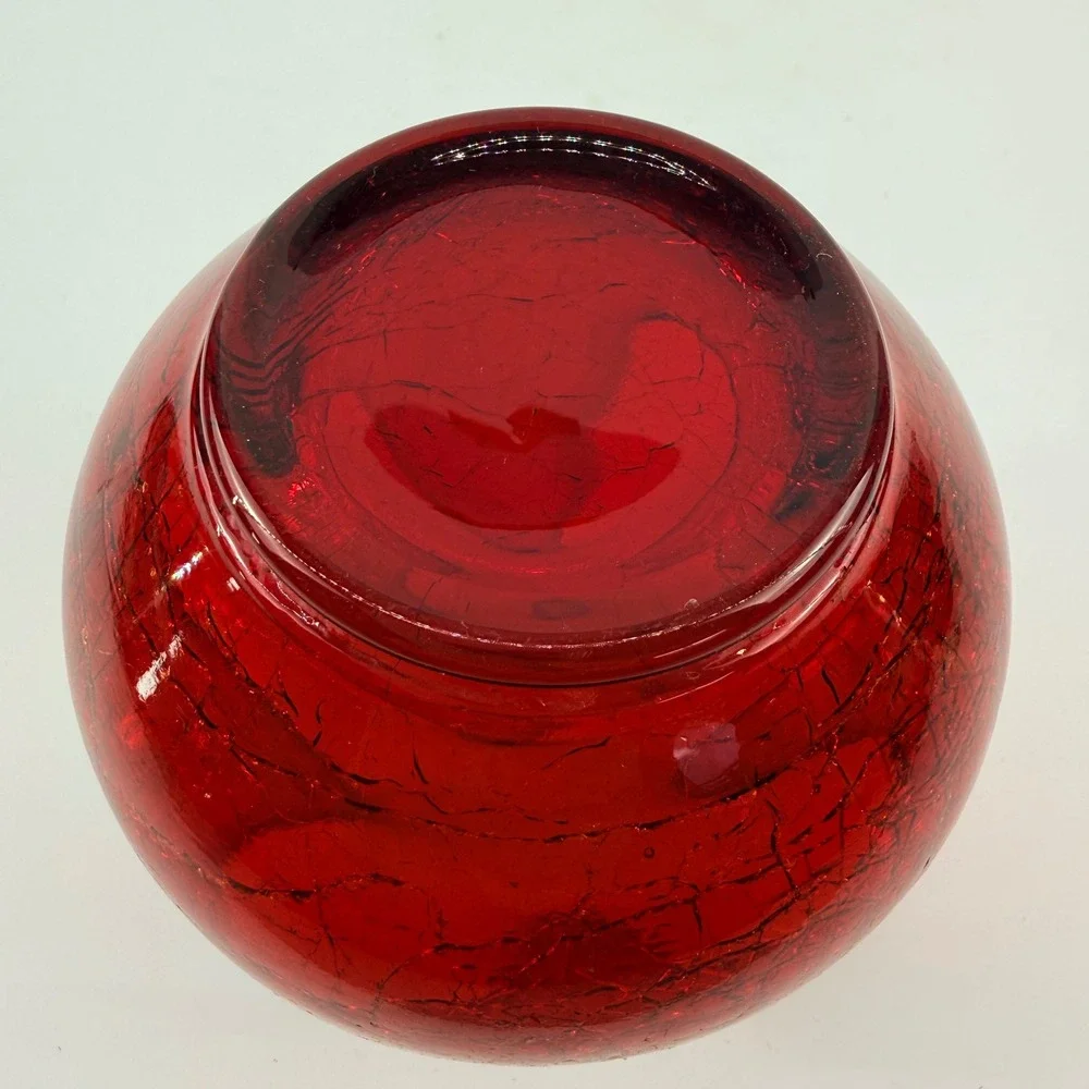 Vintage Viking Epic 7019 Ruby Red Crackle Glass Patio Lite Votive Candle Holder